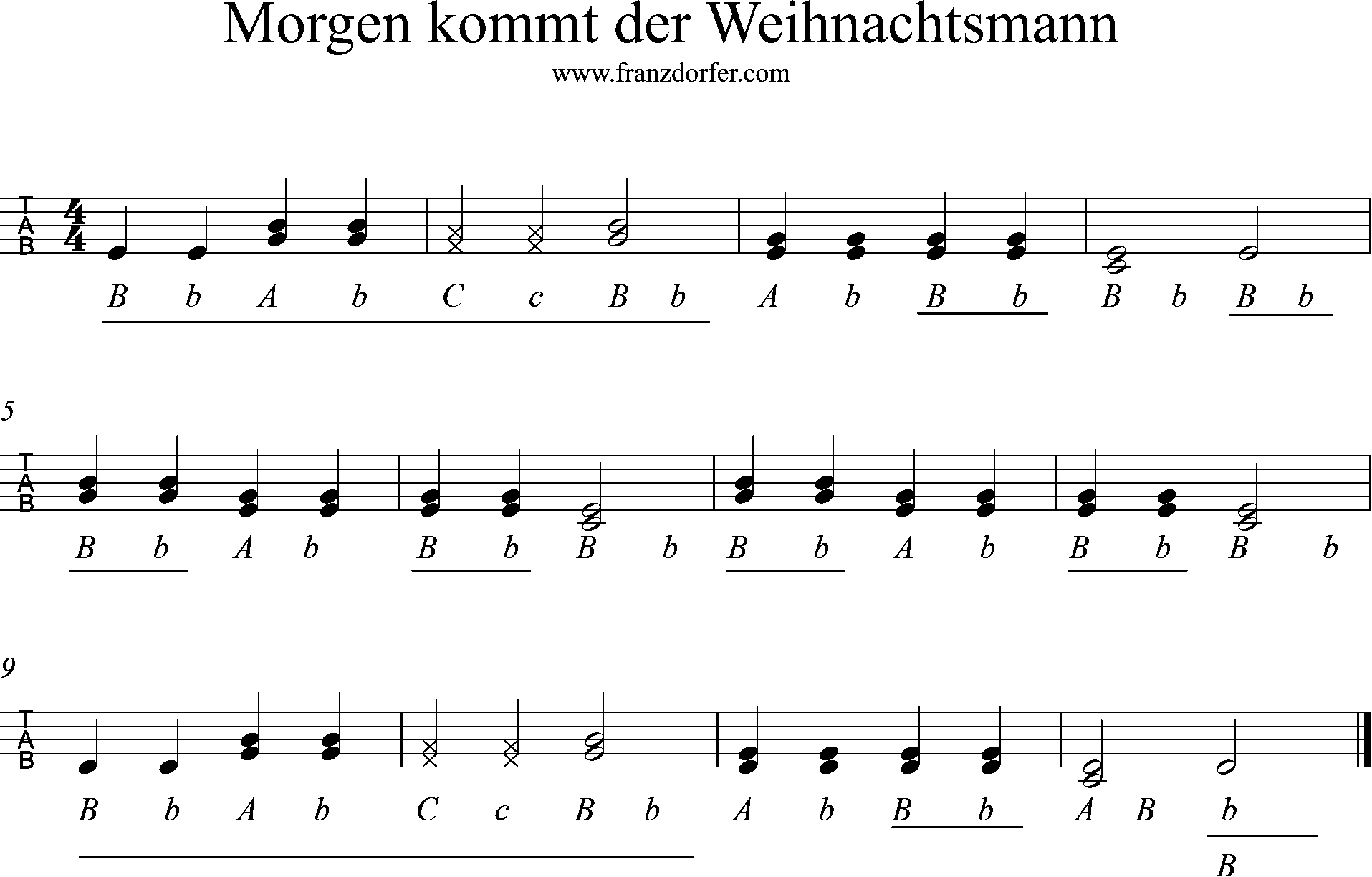 steirische harmonika lernen, morgen kommt der Weihnachtsmann, 2 stimmig
